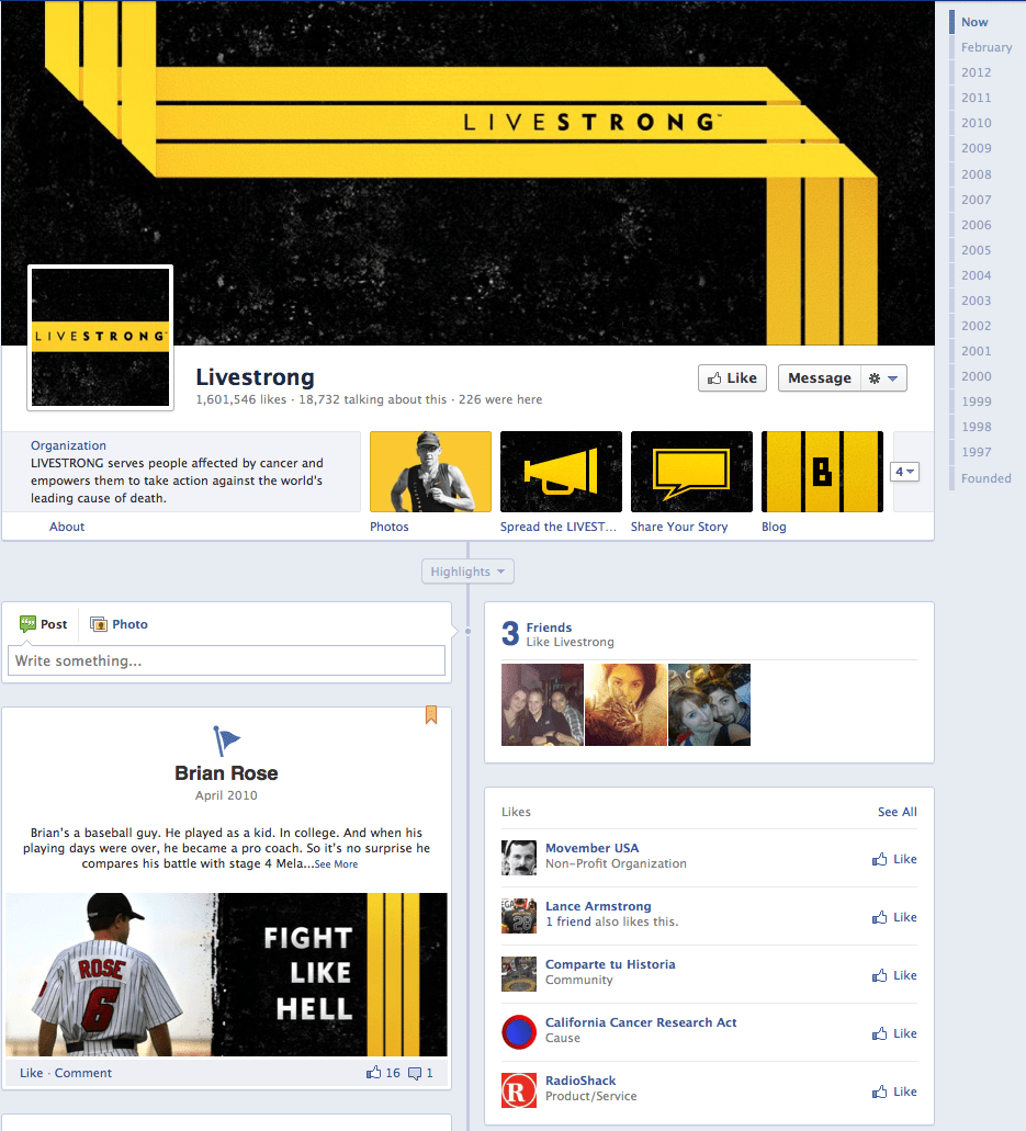 facebook brand timeline