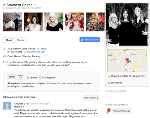 example google plus local page