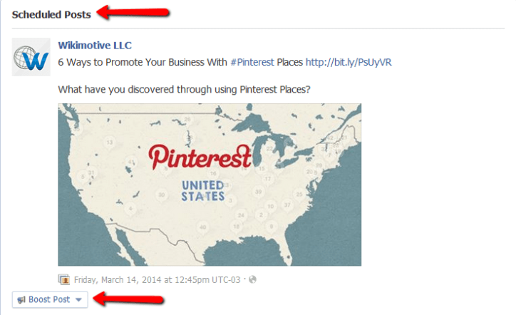 facebook scheduled promoted posts