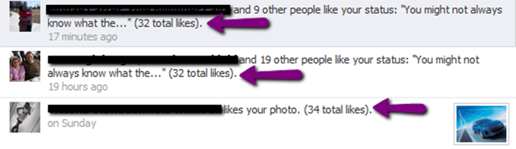 Facebook Total Likes Notification
