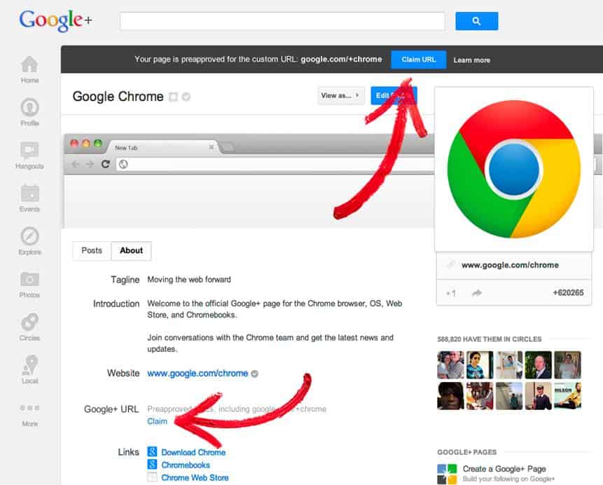 Google Plus Business Page Custom URL