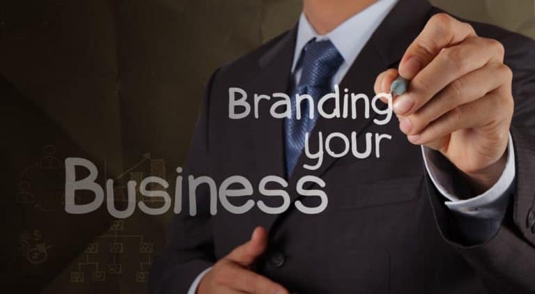 A man in a suit with the text "Branding your business"