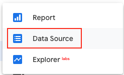 Google Data Studio Data Source Selector
