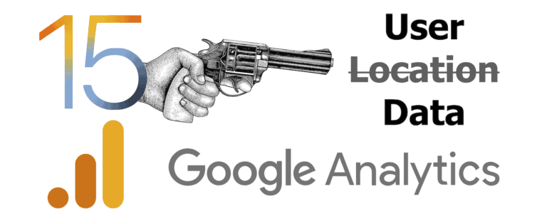 iOS 15 Logo pointing gun at Analytics Location Data
