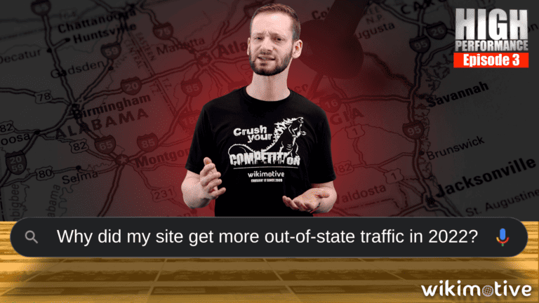 Wikimotive Co-Founder, and VP of Sales & Performance, Zach Billings answers the question "why did my site get more out-of-state traffic in 2022?"