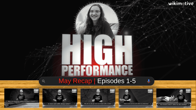 Image of a girl smiling with the words "High Performance" and five video clips sitting below her