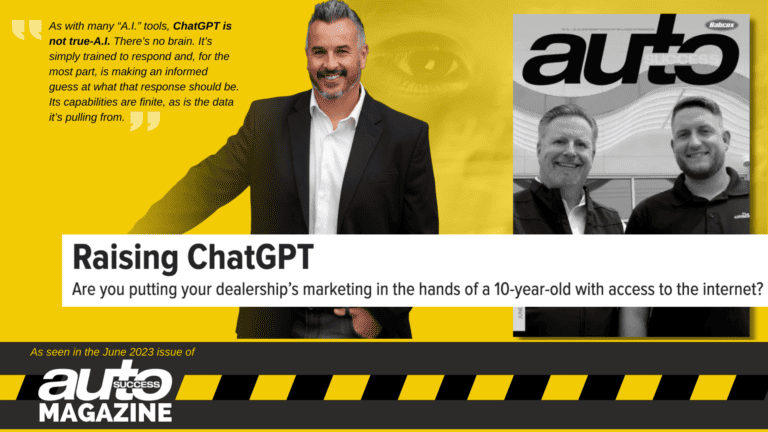 "Raising ChatGPT" written by Wikimotive Marketing Manager, Jason Cook as featured in the June issue of 'AutoSuccess Magazine'