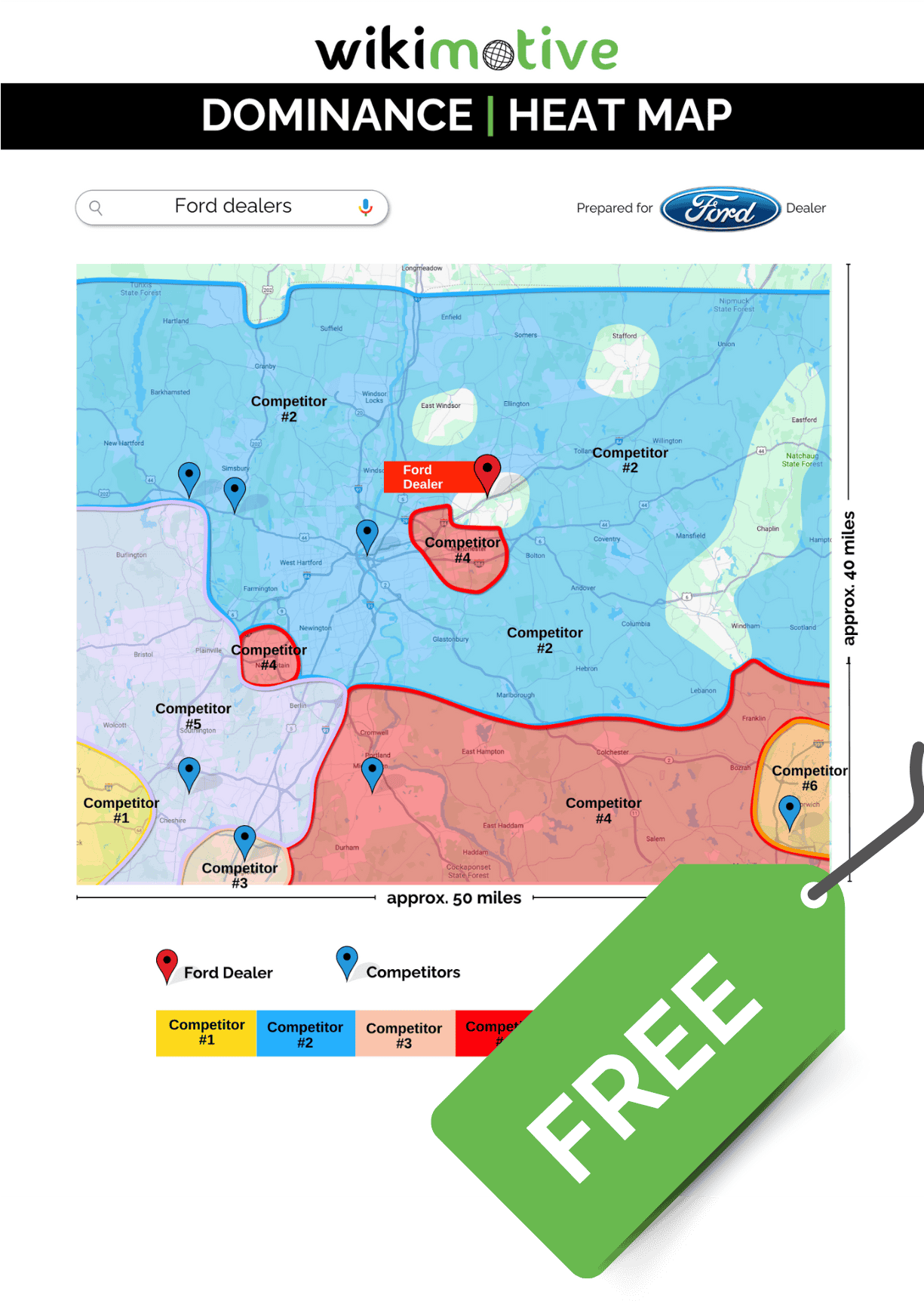 example rank over distance heatmap produced by Wikimotives automotive seo experts