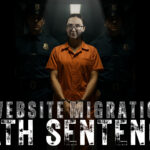 Woman in an orange jumpsuit behind the words "Are website migrations a death sentence?"