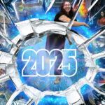 A shattered-glass collage framing “2025,” with a smiling person at the center surrounded by colorful imagery.