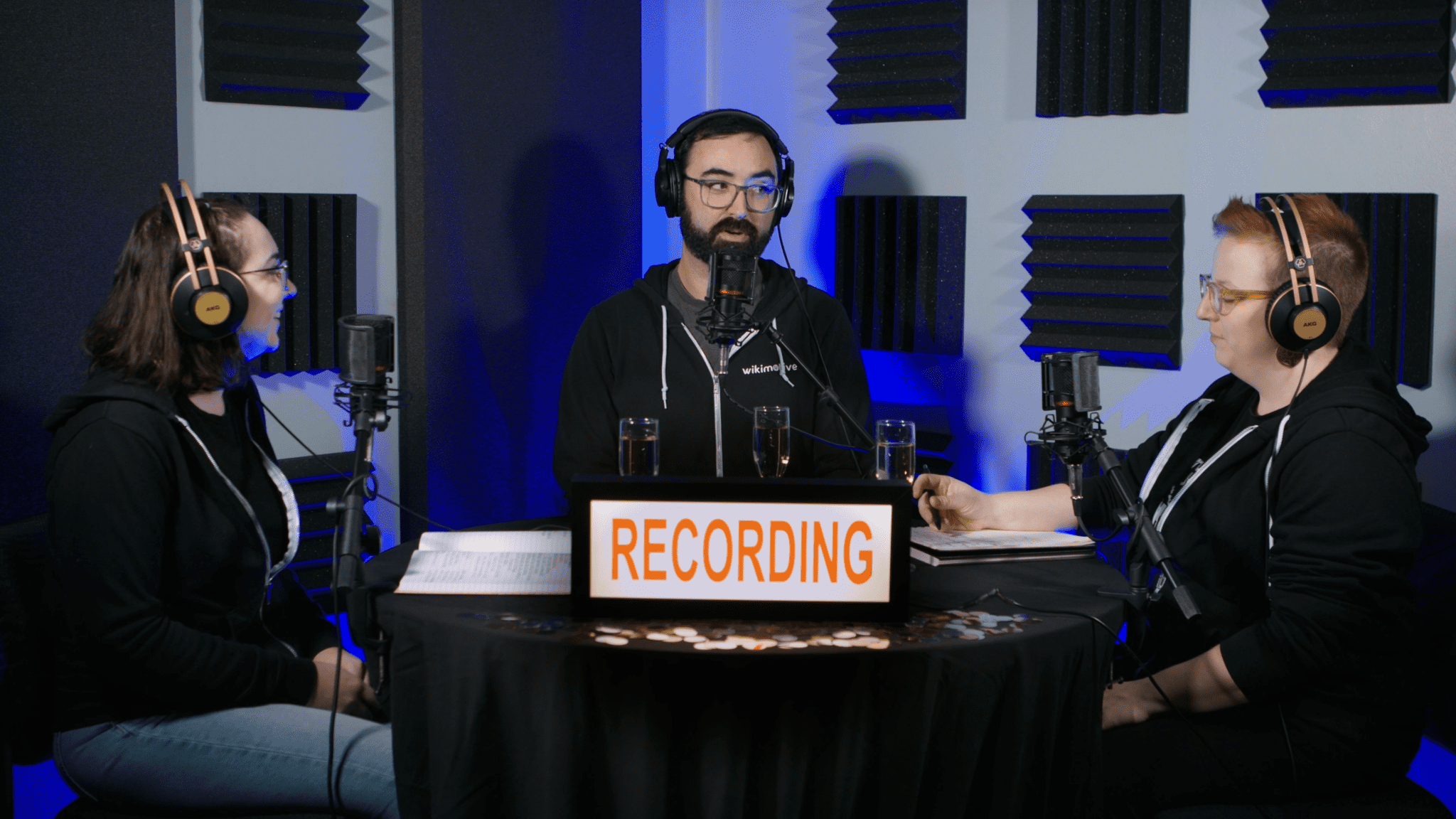 Three Wikimotive employees podcasting about the most important SEO topics of 2022