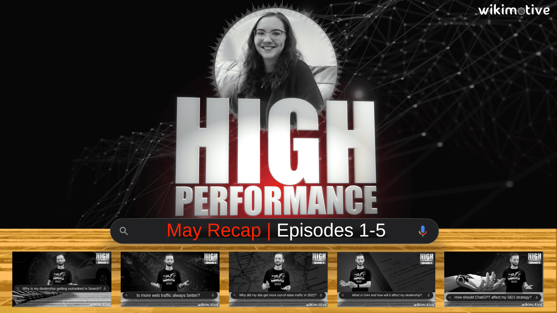 Image of a girl smiling with the words "High Performance" and five video clips sitting below her